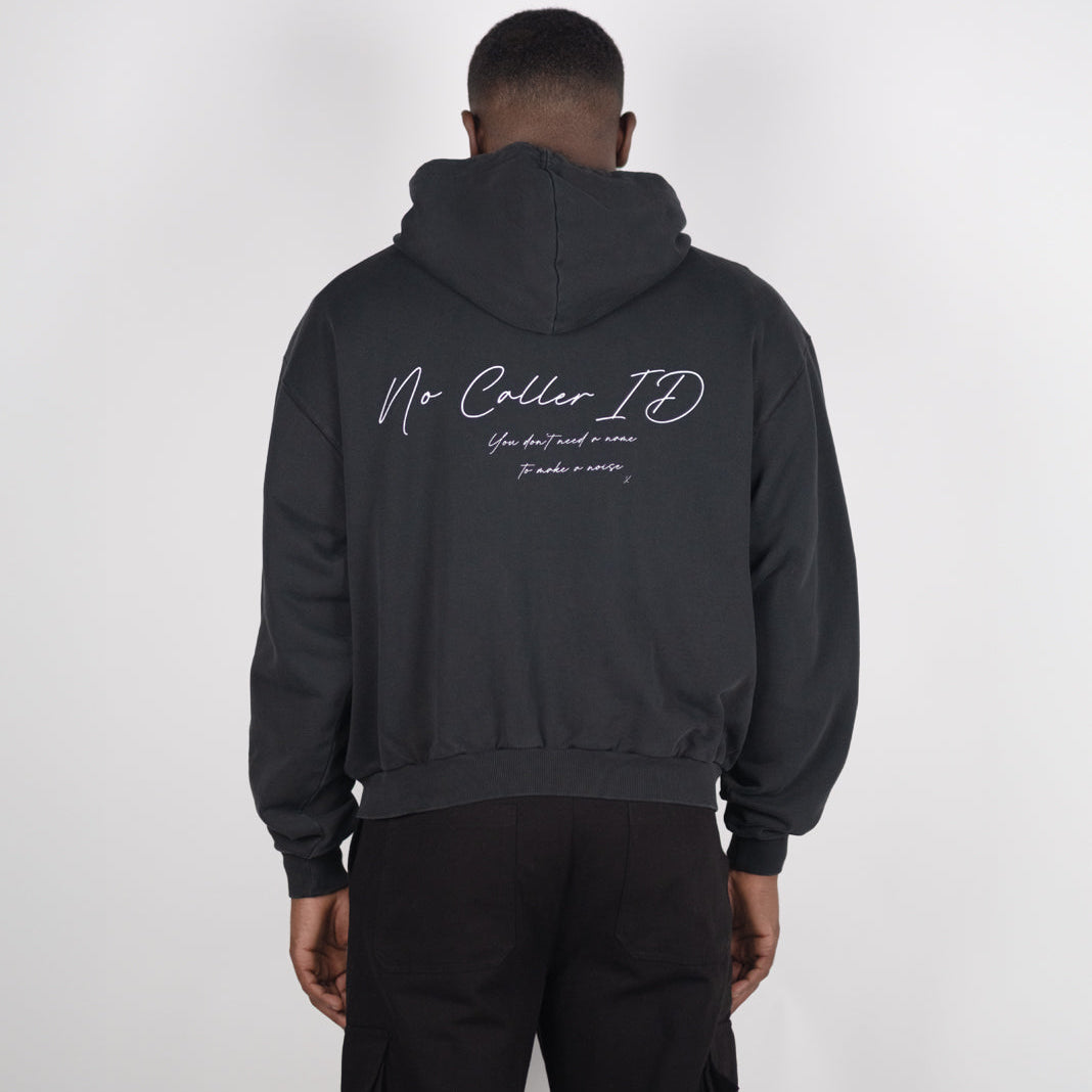 Washed Black Signature Zipped Hoodie