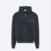 Washed Black Signature Zipped Hoodie