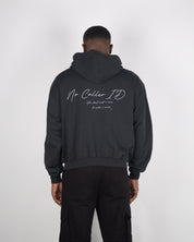 Washed Black Signature Zipped Hoodie